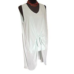 💖EST. 1945 sheet mint top with short sleeves, high low hem and front tie